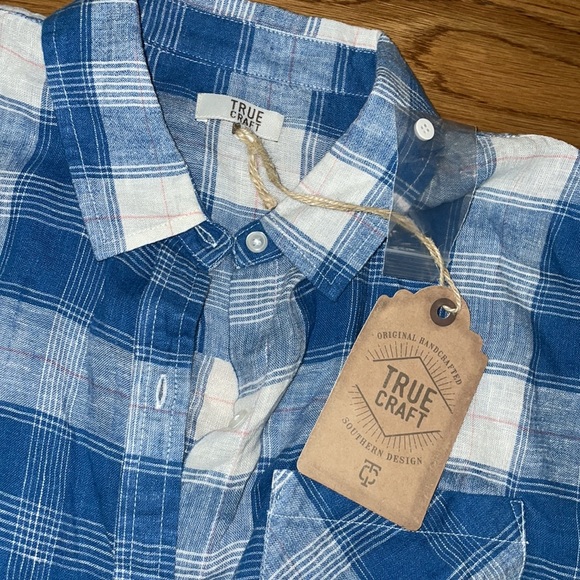 True Craft NWT large woven plaid shirt button fron - Picture 5 of 7